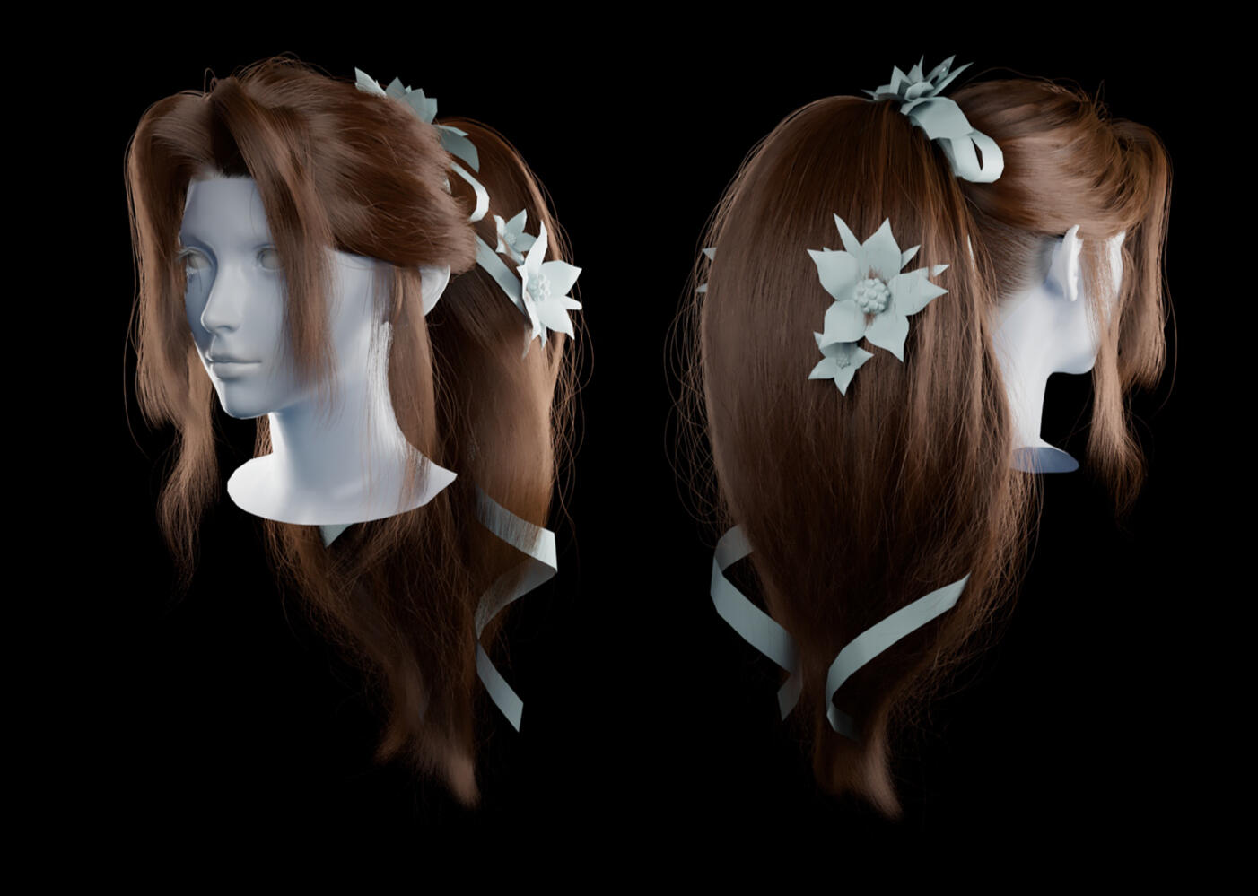 Xgen hairstyle using Aerith as model and reference