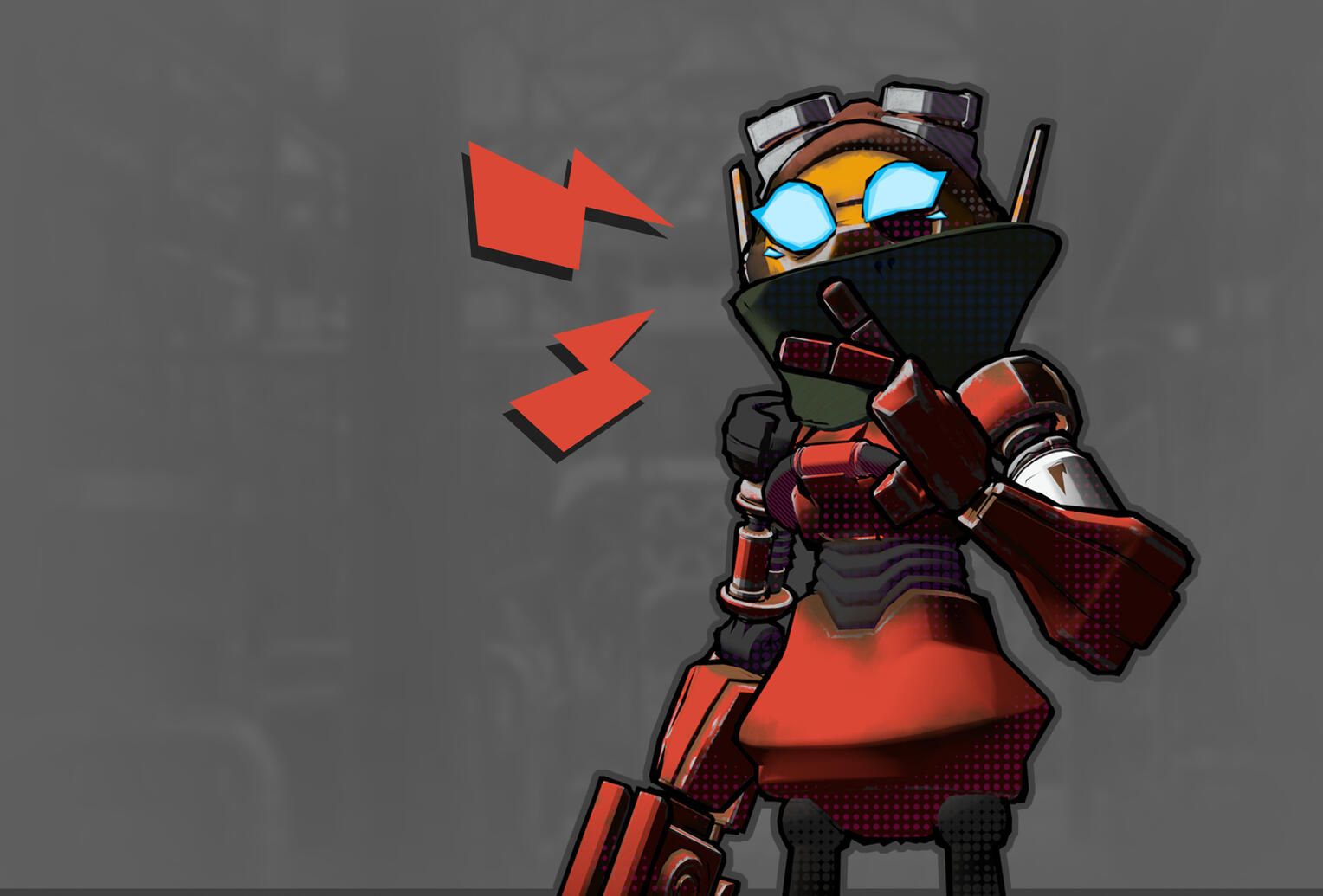 Game-ready stylized robot character.
